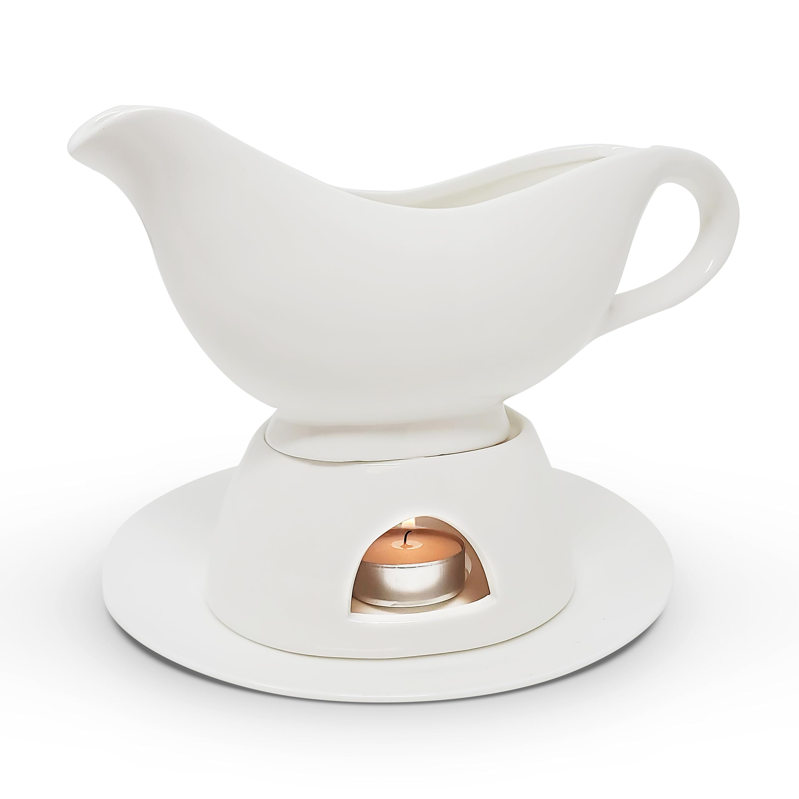Amazon.com | KOVOT 12 Ounce Gravy Boat, Warming Stand & Tray